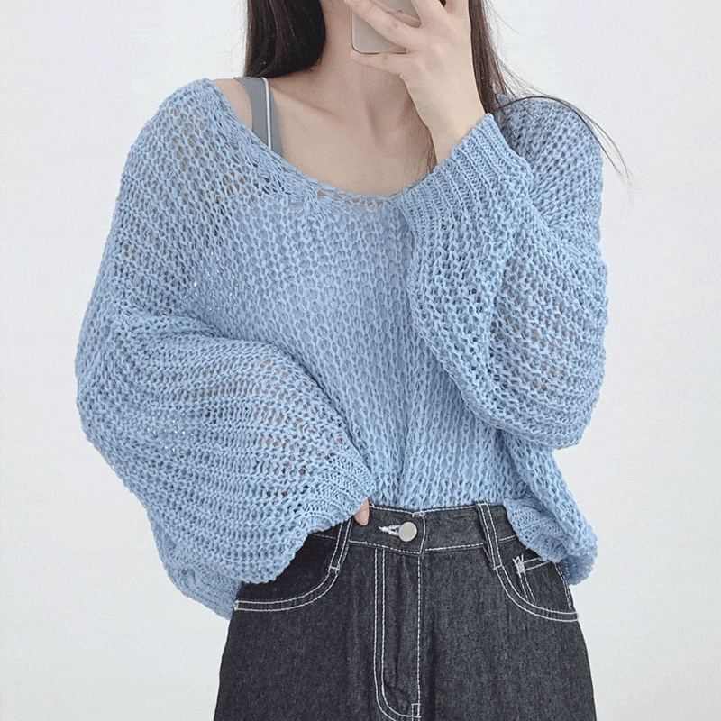 [바캉스룩🌊/장마룩☔️] 비치웨어! 썸머 그물 긴팔 니트 - knit (6 colors)
