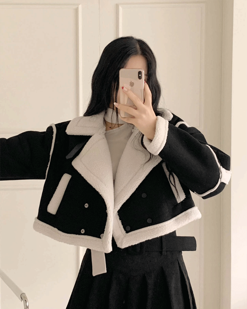 [당일출고🚀] 보노 스웨이드 양털 크롭 무스탕 자켓(2 colors)