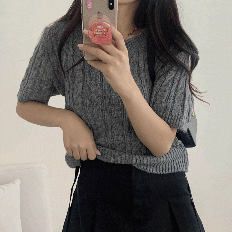 벤티 울 케이블 반팔 도톰 니트 - knit (5 colors)