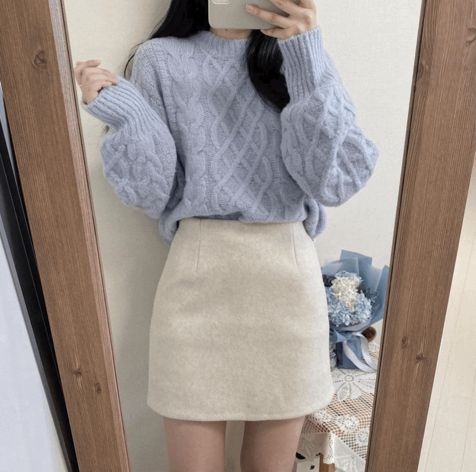 [고퀄리티] 몽그리 꽈배기 폭닥 니트 - knit (3 colors)