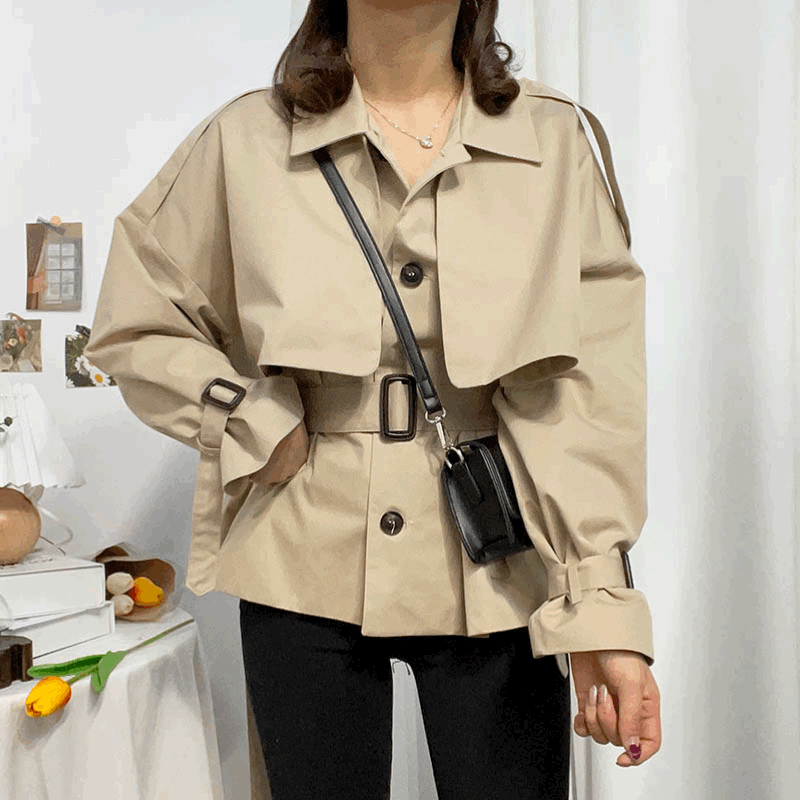[당일배송/국내제작] 트위니 숏 싱글 트렌치 코트 자켓 - coat (3 colors)