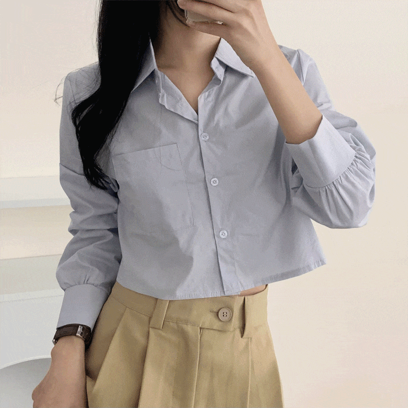[고퀄리티] 마루 크롭 코튼 남방 셔츠 - top (3 colors)