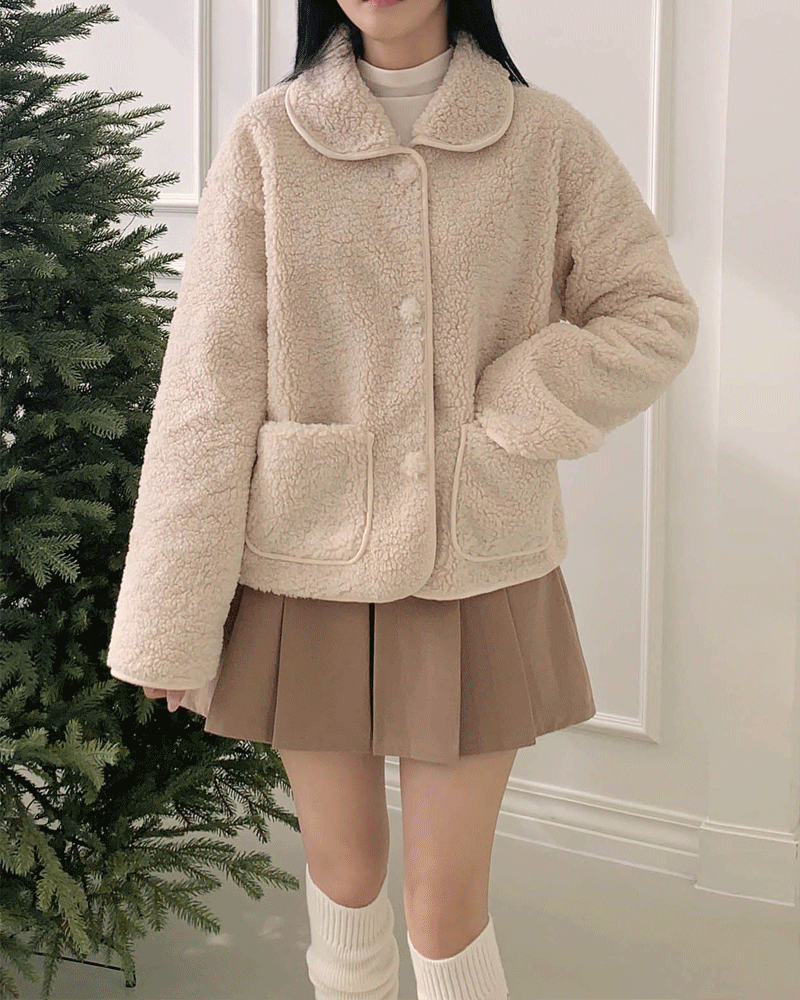 폰즈 양털 뽀글이 부클 무스탕 숏 자켓 코트(2 colors)